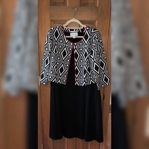 Black Sleveless Dress with cute printed Jacket